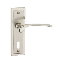 (Satin Nickel Keyhole) Dual Metal Lever Latch Door Handles Set Round Rose
