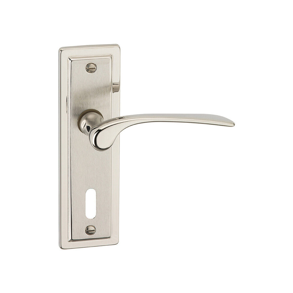 (Satin Nickel Keyhole) Dual Metal Lever Latch Door Handles Set Round Rose