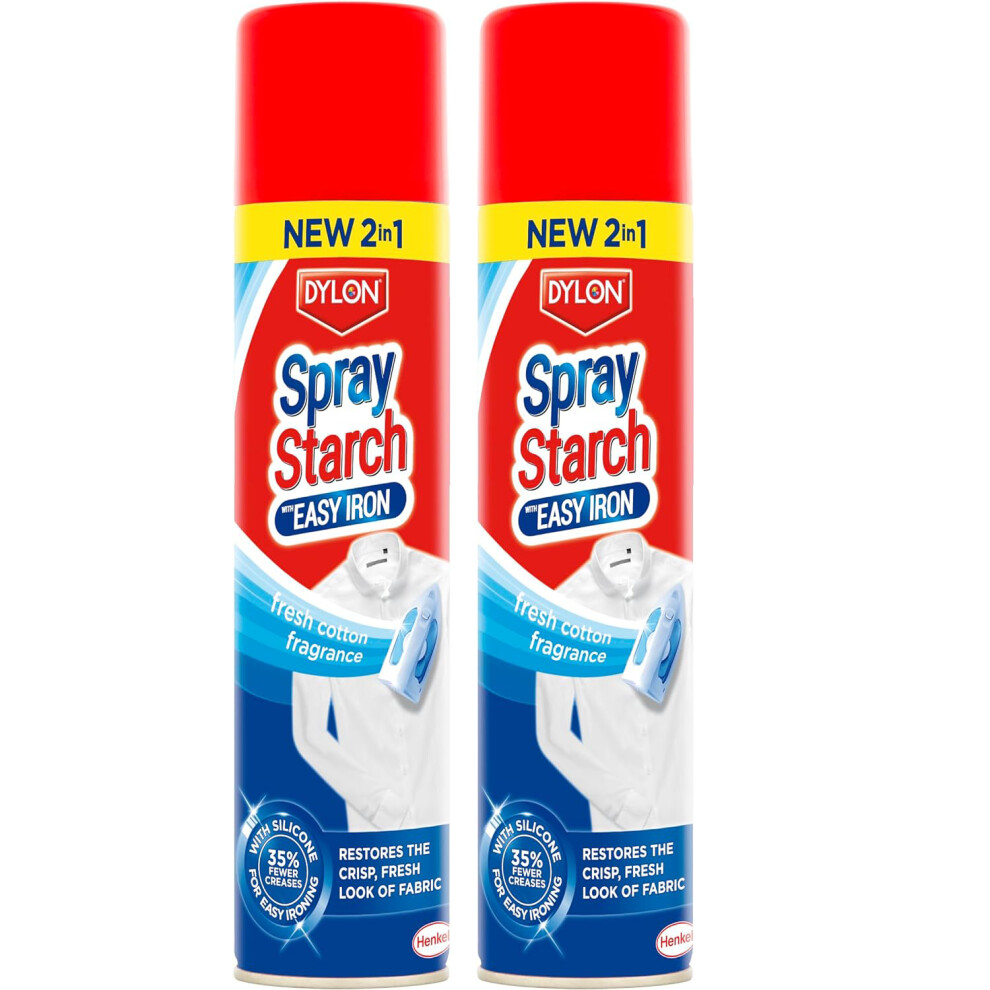 2 x Dylon Easy Iron Spray Starch, Fresh Cotton Fragrance, 300ml