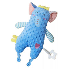 (Blue) Baby Soothing Toy Chewable Cartoon Animal Plush Stuffed Toy for Babies Newborn
