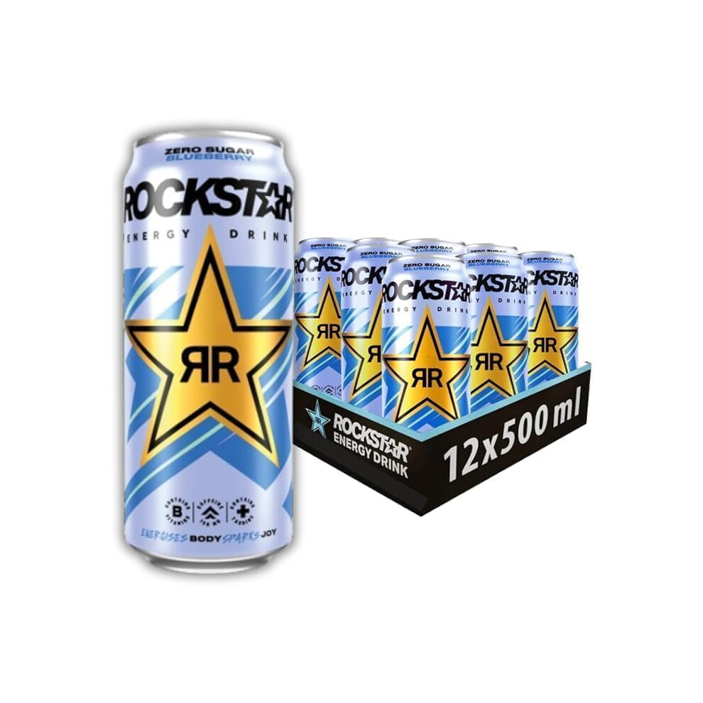 (Pack OF 24) Rockstar Sugar Free Drink Blueberry Flavour 500ml