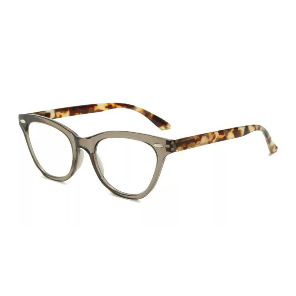 (Light Brown, +4.50 strength) Women's Retro Cat Eye Rivet Reading Glass +1.0~+4.0 4.5 5.0 5.5 +6.0 Customized