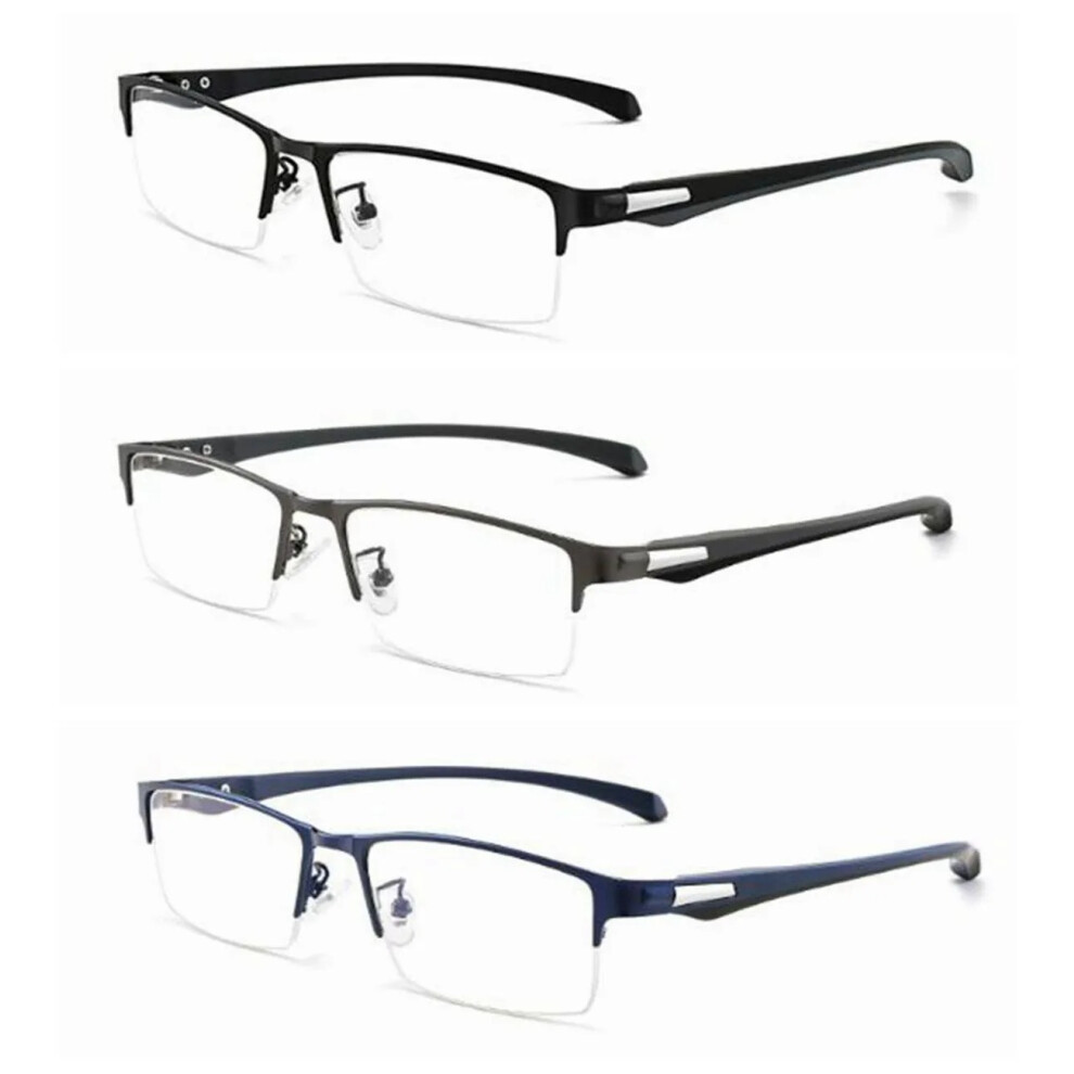 (3 Colors Pack, 3 Pieces) Men's Business Half Rim Alloy Reading Glass +1.0 ~+4.0 +4.5 +5.0 +5.5 +6.0-image-OPC-PDY7Q5M-NEW