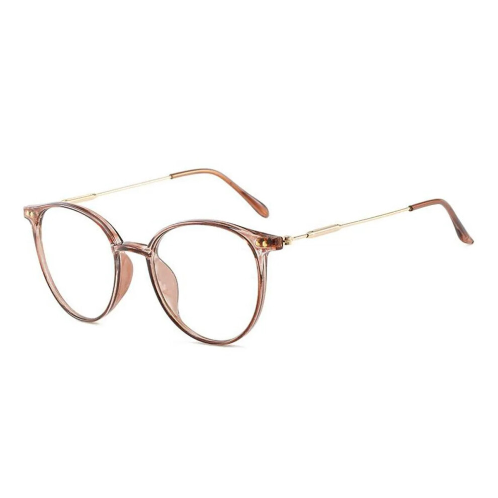 (Brown, +5.00 strength) Women's Square Business Rivet Adjustable Reading Glass +1.0~+4.0 4.5  +6.0 Presc