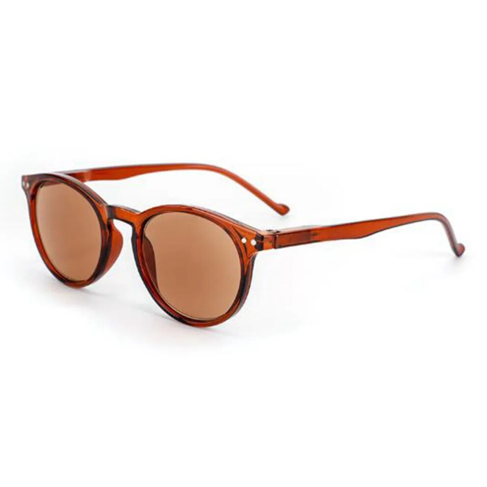 (Brown Red+Brown Lens, +1.50 strength) Men's Women's Anti UV Tinted Gray Brown Rivet Adjustable Reading Glass +1.0~+4.0