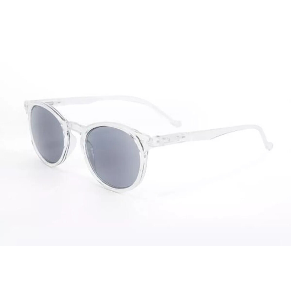 (Transparent+Gray Lens, +1.50 strength) Men's Women's Anti UV Tinted Gray Brown Rivet Adjustable Reading Glass +1.0~+4.0