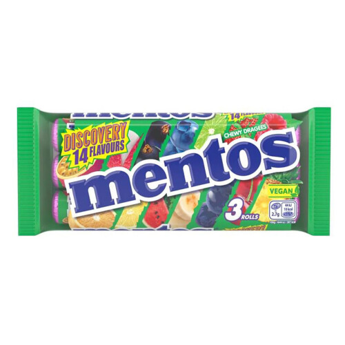 Mentos Discovery Chewy Dragees 14 Flavours 3 x 38g Pack