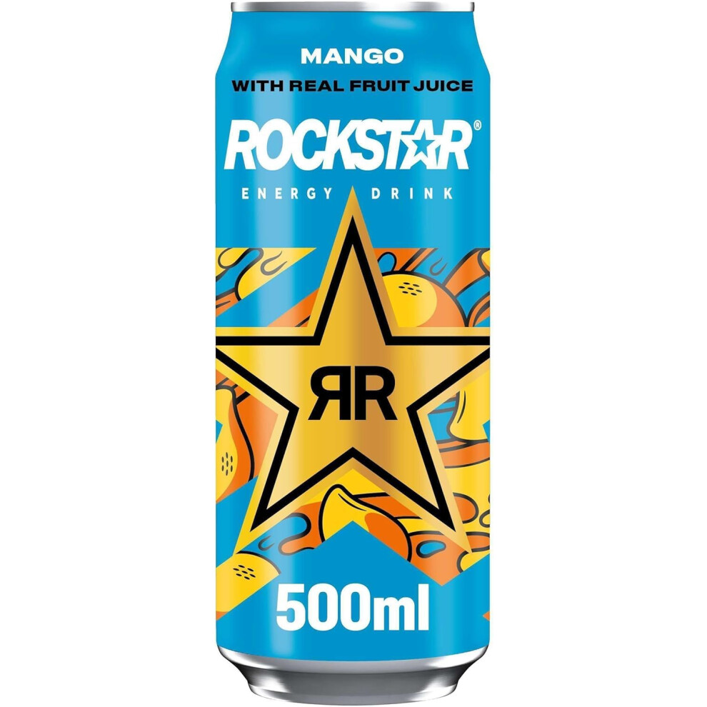 (Pack Of 24) Rockstar Juiced Energy Drink  Mango 500ml