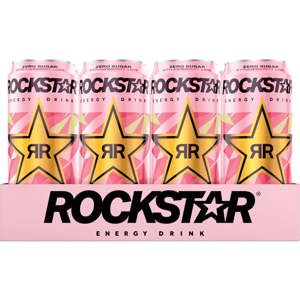 (Pack Of 12) Rockstar Energy Drink Strawberry & Lime 500ml