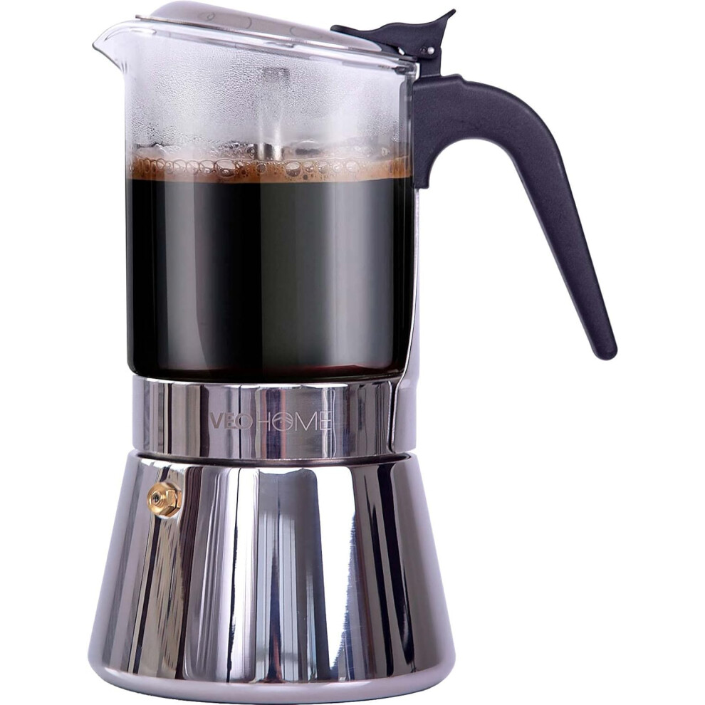 OPENED BOX NEVER USED VeoHome Stovetop espresso maker Glass Moka pot Coffee