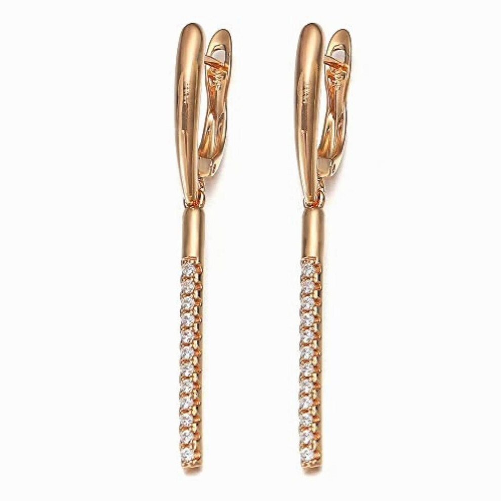 Plated Crystal Studded Linear Bar Drop With Lever Back Closure, copper drop earrings , Earring, Stud Earrings For Long-image-OPC-PBRD69J-NEW
