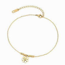 Stainless Steel Sunflower Anklet With Beads, Adjustable Anklets, Plated For Girls, Anklet, Flower Women's(Gold)