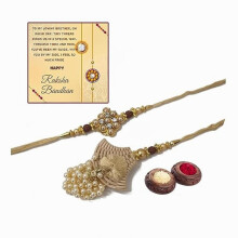 Brother And Sister Combo Rakhi Set In Ethnic With A Lovely Message Card For Amazing Raksha Bandhan [bhaiya bhabhi rakhi]-bhai rakhi