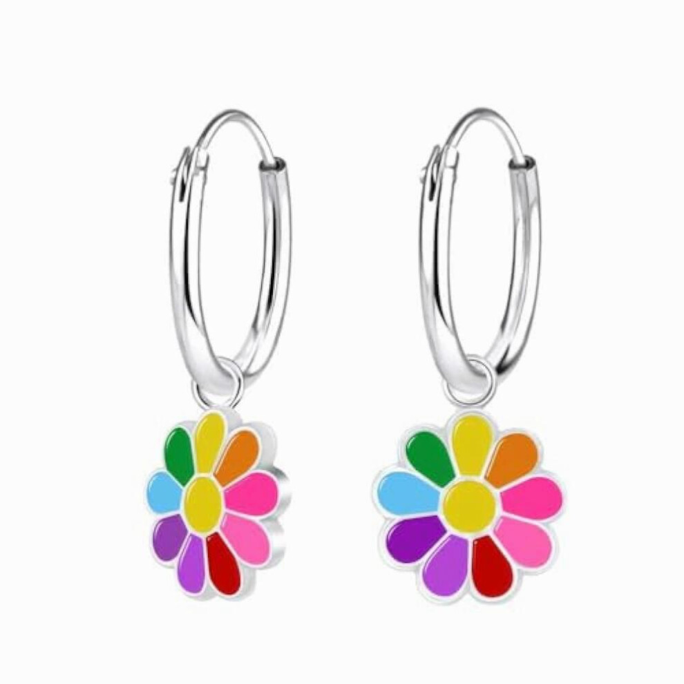 Sterling Silver Daisy Flower Dangle And Drop Hoop Earrings, Dainty Earring Collections, Jewellery, Hypoallergenic Dangling-image-OPC-PBRD2JD-NEW