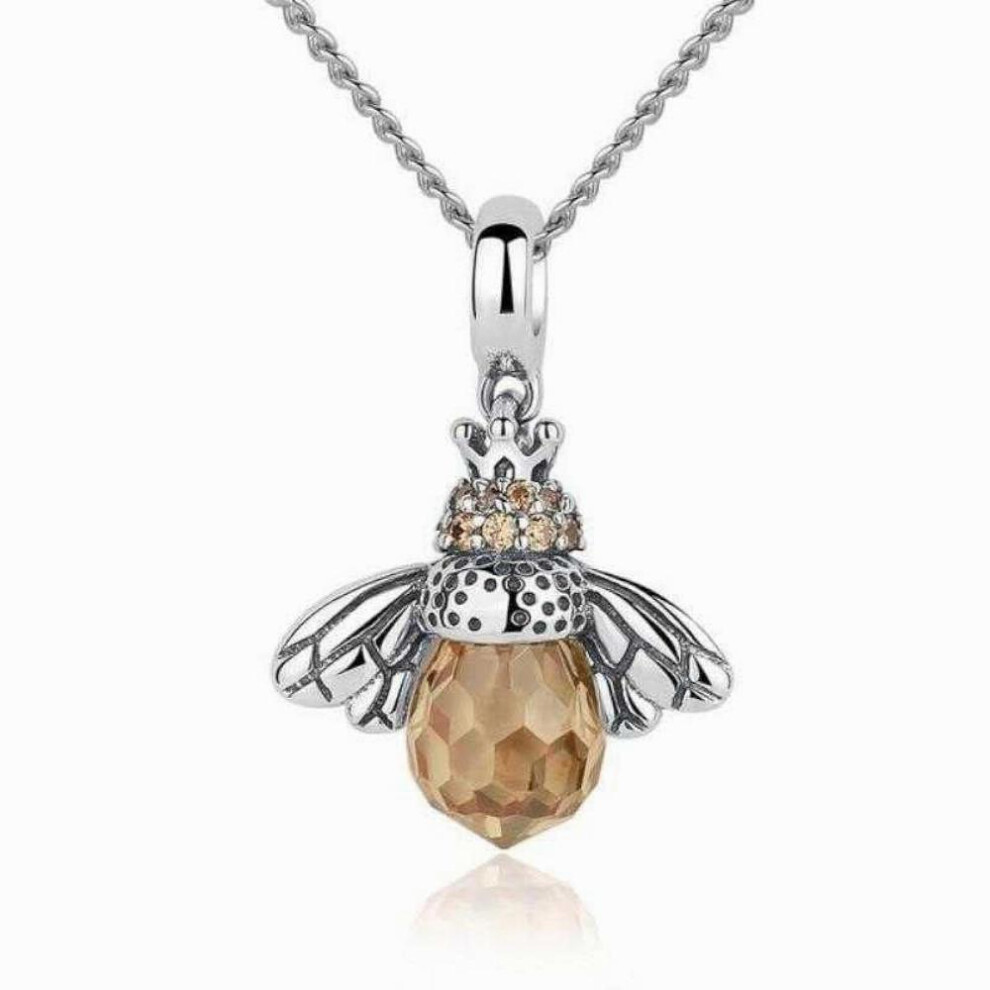 Bee Insect Pendant Necklace With Cubic Zirconia, Honey For Zirconia Girls()