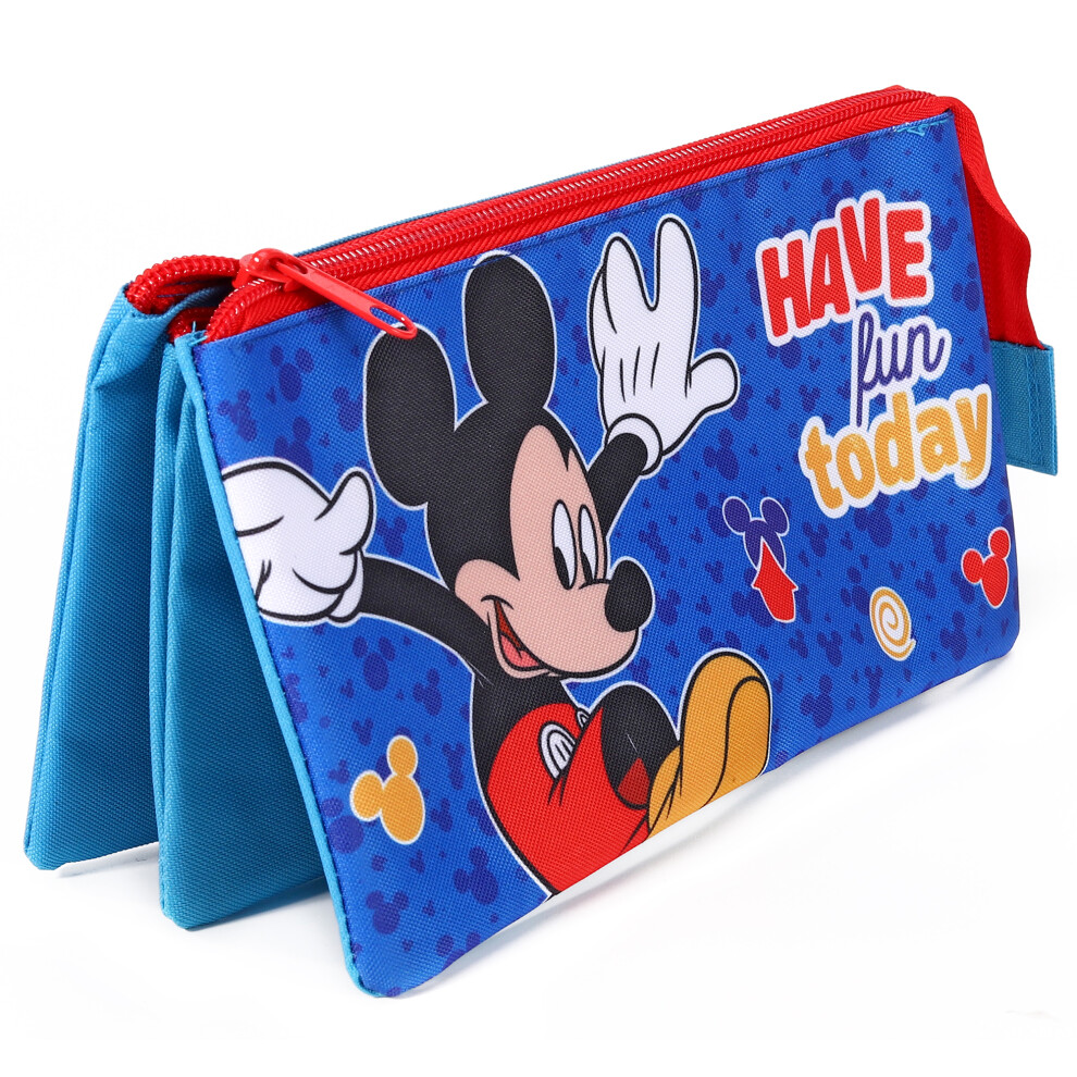 Mickey Mouse 3 Compartment Zipped Pencil Case