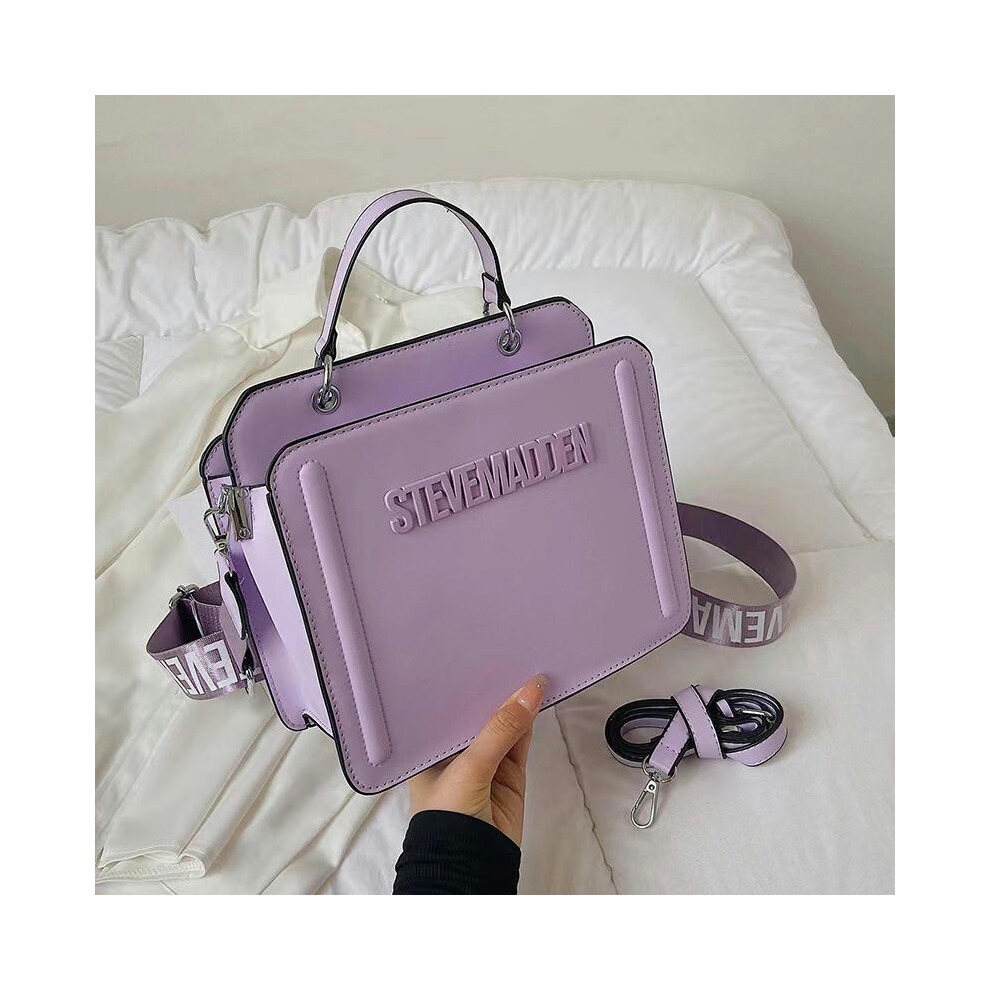 (Purple;) New Fashion Handheld Small Square Bag 2024 Trendy Letter Printed Single Shoulder Bag Minimalist Commuter Women's Crossbody Bag