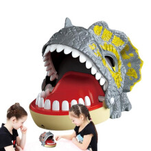 (GRAY) Bite Game Teeth Toys Tricky Dinosaur Biting Toys Dentist Game Dinosaur Interaction Toy Pressing Teeth Action Enhance Hand-Eye