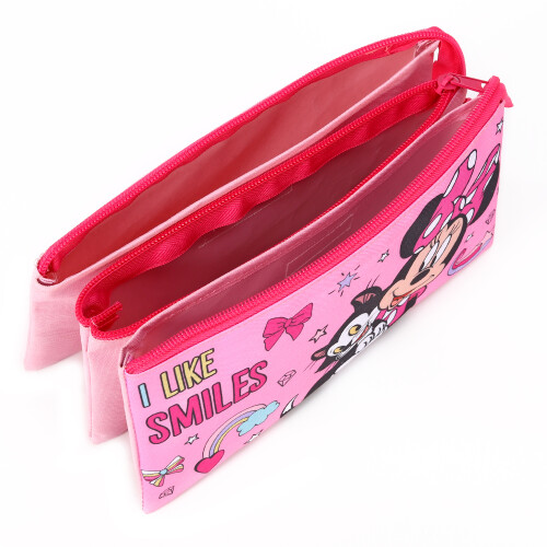 Disney Minnie Mouse Pencil Case 3 Compartment Flat Zipped 2