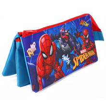 Spider-Man Flat Pencil Case with 3 Compartments, 21x11 cm – Official Licensed Back-to-School Accessory