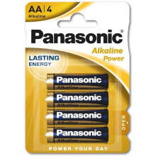 Panasonic Alkaline Power AA Batteries - 4-Pack (LR6) 1.5V Long-Lasting Power for High-Drain Devices