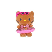 (Brown) Hello Kitty Plush Keychain Toy Doll Skateboard Hula Skirt Swimming Ring Mermaid