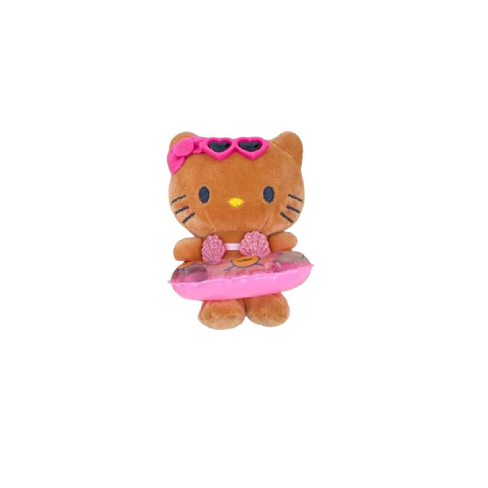 (Brown) Hello Kitty Plush Keychain Toy Doll Skateboard Hula Skirt Swimming Ring Mermaid