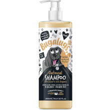 BUGALUGS Oatmeal & Aloe Vera Dog Shampoo 500ml dog grooming shampoo products for smelly dogs with fragrance, oatmeal puppy shampoo, professional Vegan