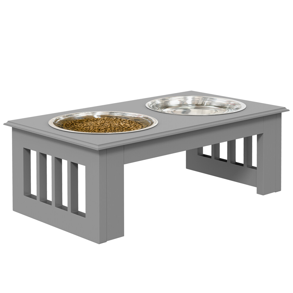 Pet Feeder Raised Elevated Stainless Steel Bowls Stand Food Water Brown Samll