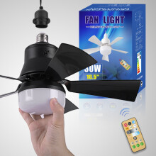 (Black) Ceiling Fans with Lights and Remote Control, Household Remote Control Flower Ceiling Fan Light
