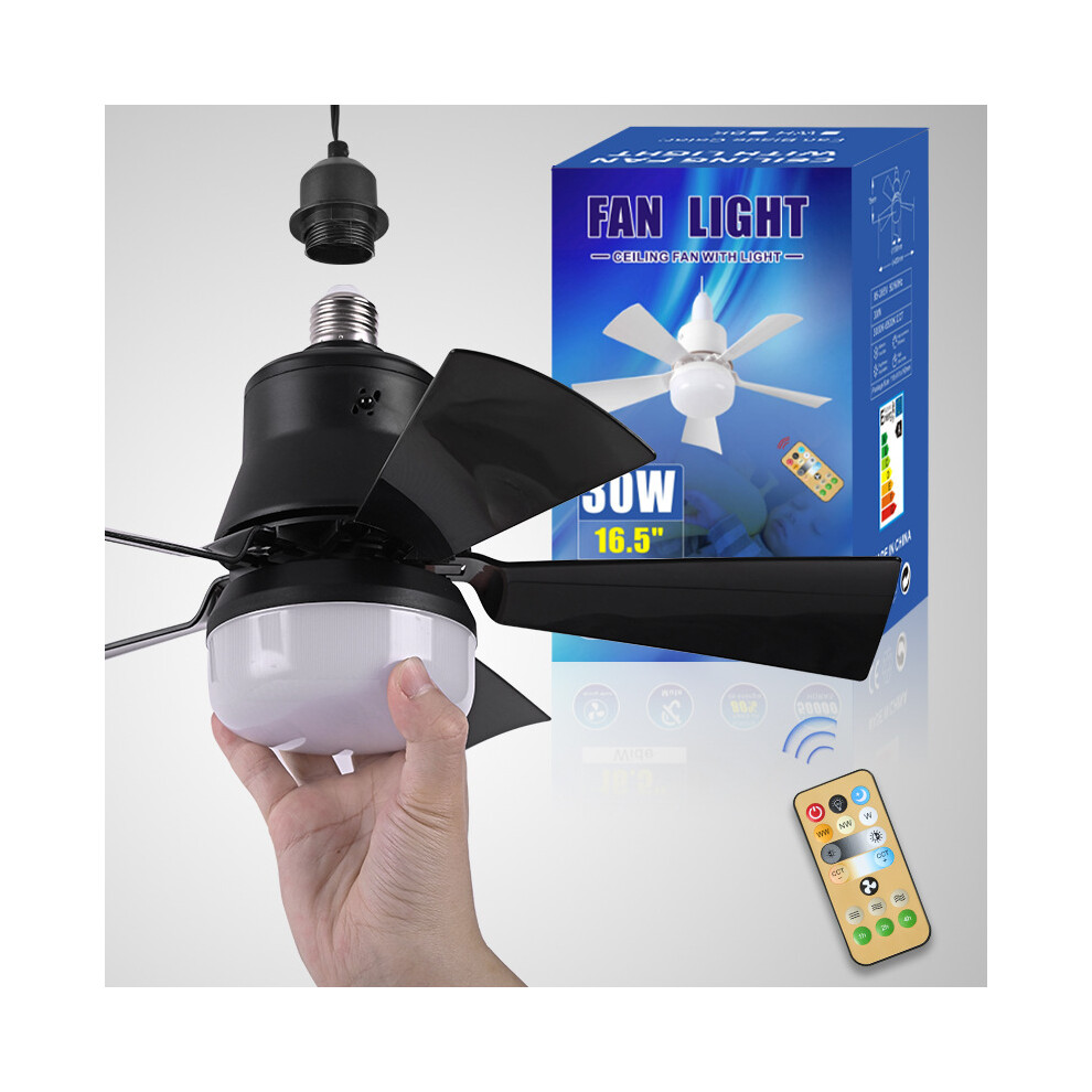 (Black) Ceiling Fans with Lights and Remote Control, Household Remote Control Flower Ceiling Fan Light