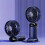 (Blue) 1pc Rechargeable Handheld Mini Fan with 5 Speeds and LED Display 1