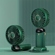 (Green) 1pc Rechargeable Handheld Mini Fan with 5 Speeds and LED Display