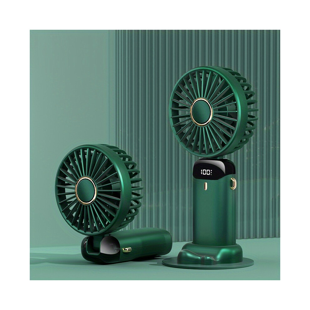 Photos - Fan  1pc Rechargeable Handheld Mini  with 5 Speeds and LED Display(Green)
