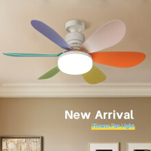 (Multicolour) 40W Small E27 Screw-in Fan Light with Remote Control, 3-Speed Wind Adjustment