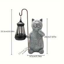 (Gray Kitten Lantern) 1pc, Outdoor Solar Lights, Cute Cat Lights, Garden Resin Animal Ornaments
