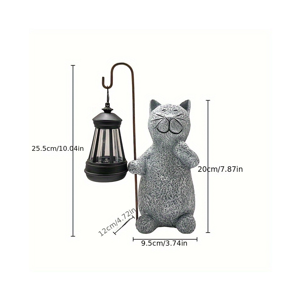 Yetp Star ( Kitten Lantern) 1Pc, Outdoor Solar Lights, Cute Cat Lights, Garden Resin Animal Ornaments Gray
