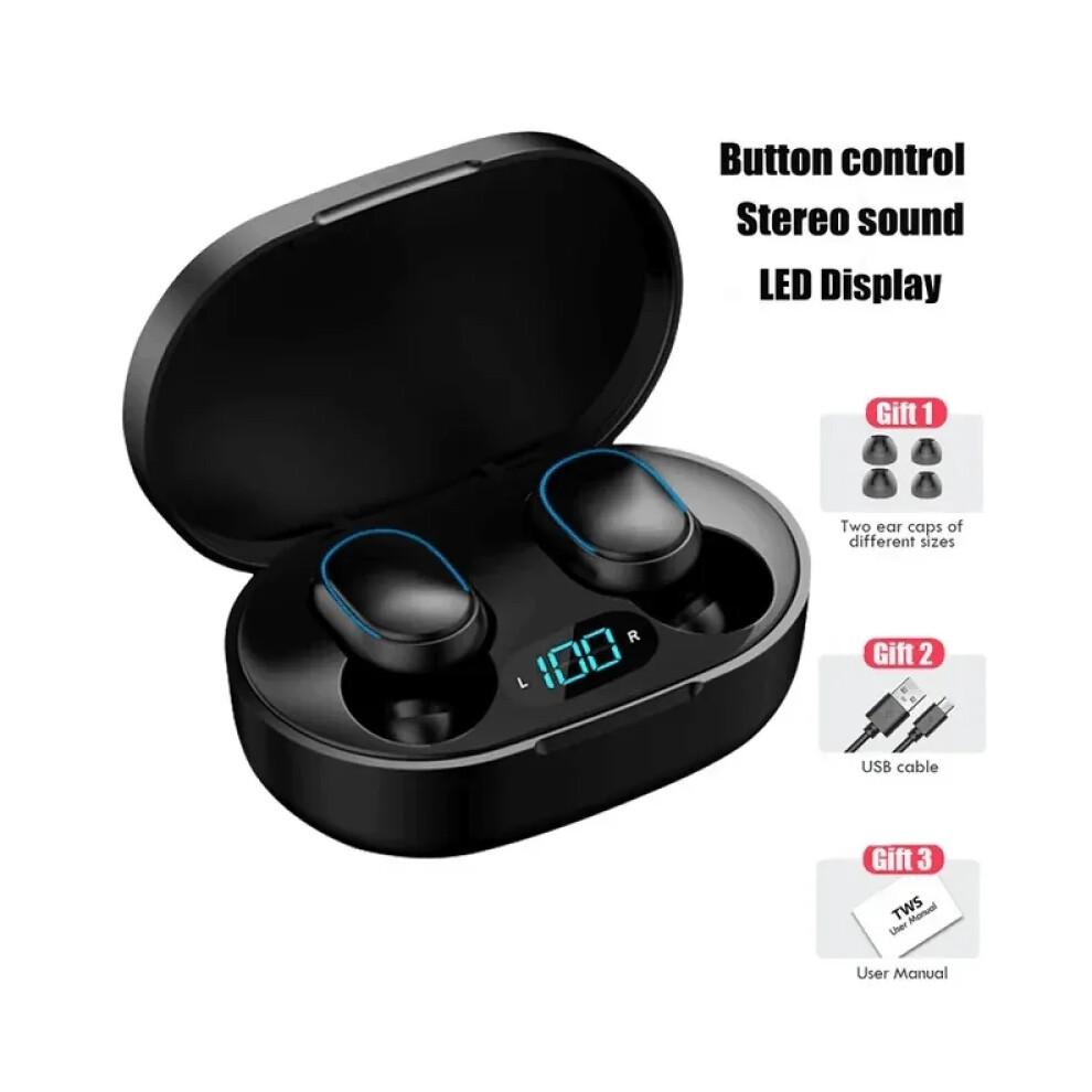 (Black) E7s Tws Wireless Headphones 5.0 Bluetooth Earphones Hifi Lossless Sound Headsets Sport Waterproof Earbuds For All Smartphones Black 7322537774661