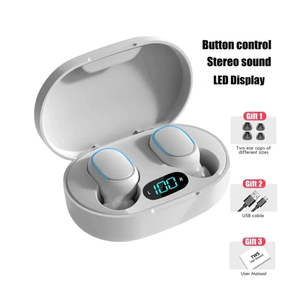 (White) E7s Tws Wireless Headphones 5.0 Bluetooth Earphones Hifi Lossless Sound Headsets Sport Waterproof Earbuds For All Smartphones White 7322537774708