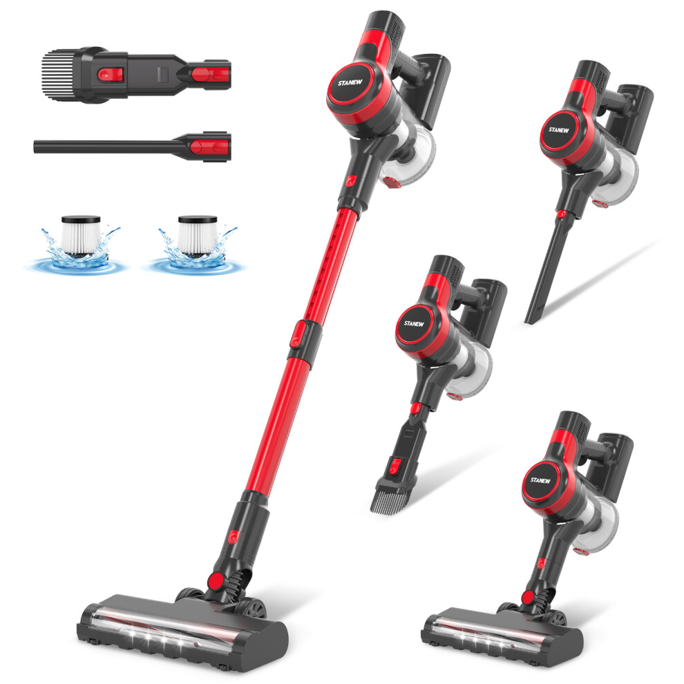 Stanew 4 In 1 Cordless Bagless Vacuum Cleaner,22.2V 2200Mah Battery Vacuum Cleaner,150W 2 Speed,Weight,40 Minute Range,Family Multi Purpose Light