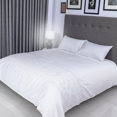 Flax Linen Adora Design Duvet Cover set White - Double
