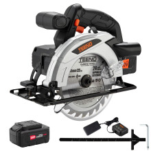 (Two Batteries) Cordless Circular Saw 4.0Ah Lithium-Ion Battery TEENO,4000RPM Electric Brake,Adjustable Cutting Depth and Angle,165MM Saw Blade for Wood