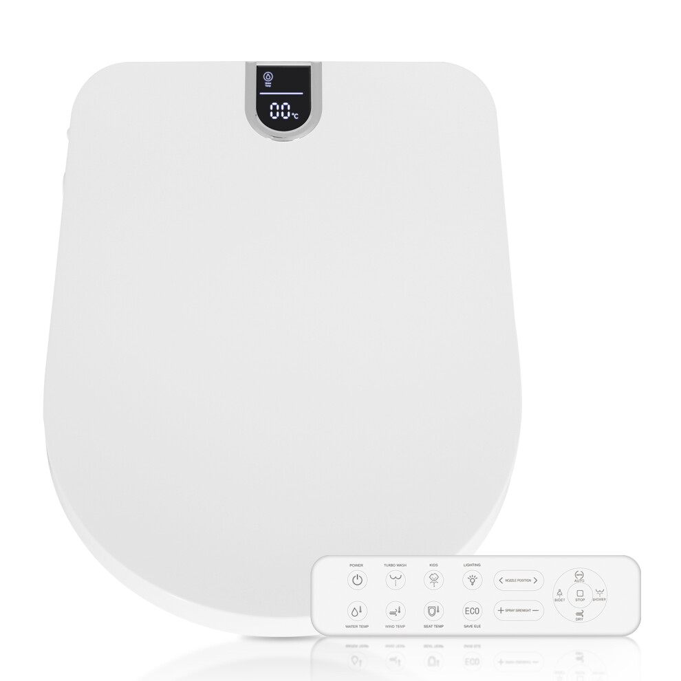 Smart Bidet Toilet Seat Electric Massage Heated Remote Control Oval UK