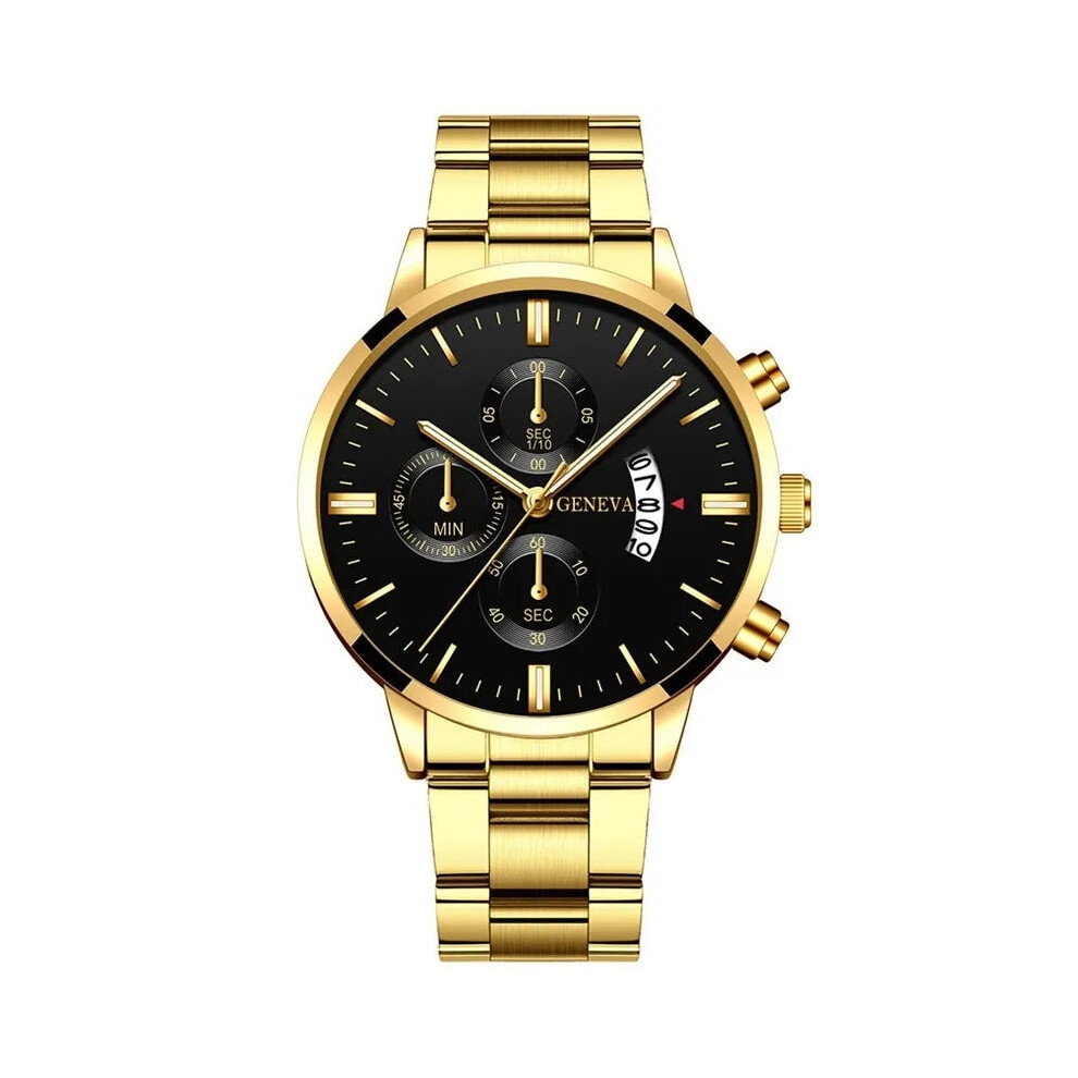 Mens Gold Stainless Steel Quartz Watch S698