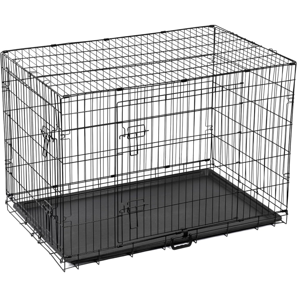 (Large (36")) Dog Crate Extra Large Puppy Pet with Removal Tray & 2 Doors Folding Cage Train