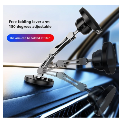 Car Dashboard, Hovering Screen 360  Rotating Folding Bracket zinc Alloy Magnetic Non-Obstructive Horizontal and Vertical Adjustable Bracket(Black) 2