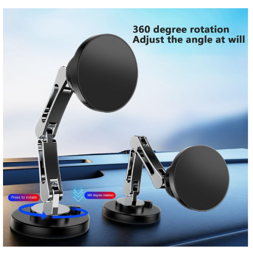 Car Dashboard, Hovering Screen 360  Rotating Folding Bracket zinc Alloy Magnetic Non-Obstructive Horizontal and Vertical Adjustable Bracket(Black) 1
