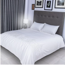 Flax Linen Ancient Design Duvet Cover set White (Double )