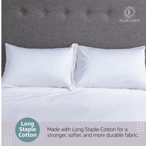 Flax Linen Ancient Design Duvet Cover set White (Double ) 2
