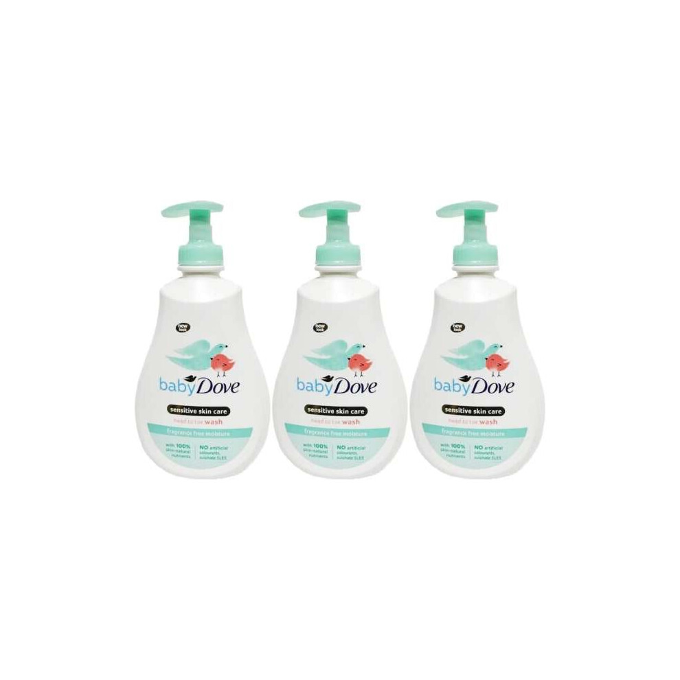 Baby Dove Heat To Toe Wash Sensitive Moisture Fragrance Free 400ML - Pack of 3